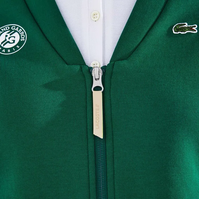 SPORT Roland Garros VNeck ZipUp Sweatshirt GreenWhiteRed Womens Lacoste Sweaters and Sweatshirts Cheap On Sale