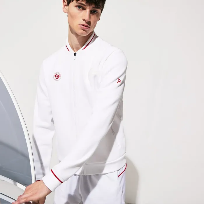 SPORT Roland Garros x Novak Djokovic Jacket WhiteRed Mens Lacoste Sweatshirts Shop Online