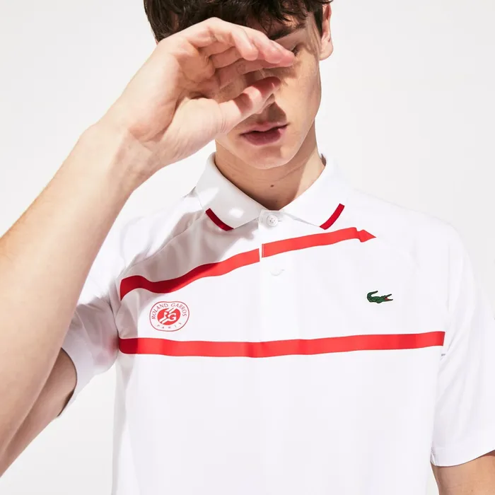 SPORT Roland Garros x Novak Djokovic Polo Shirt WhiteRed Mens Lacoste Polos For Sale
