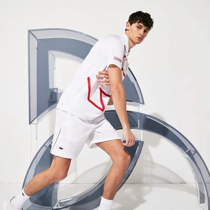 SPORT Roland Garros x Novak Djokovic Shorts WhiteRed Mens Lacoste Pants and Shorts Shop Online SPORT Roland Garros x Novak Djokovic Shorts WhiteRed Mens Lacoste Pants and Shorts Shop Online