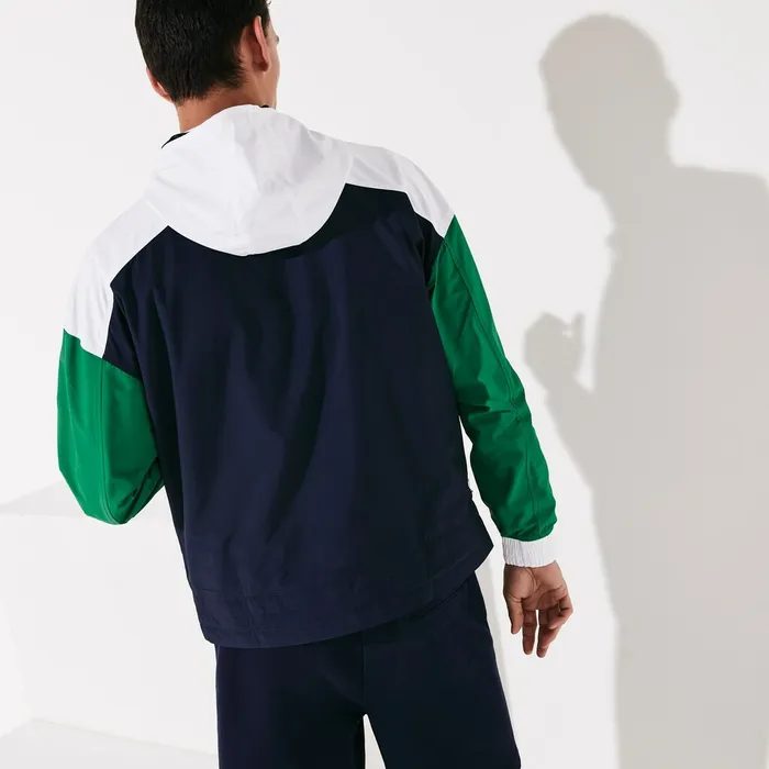SPORT Roland Garros ZipUp Windbreaker Navy BlueGreenWhite Mens Lacoste Jackets and Coats Online Store