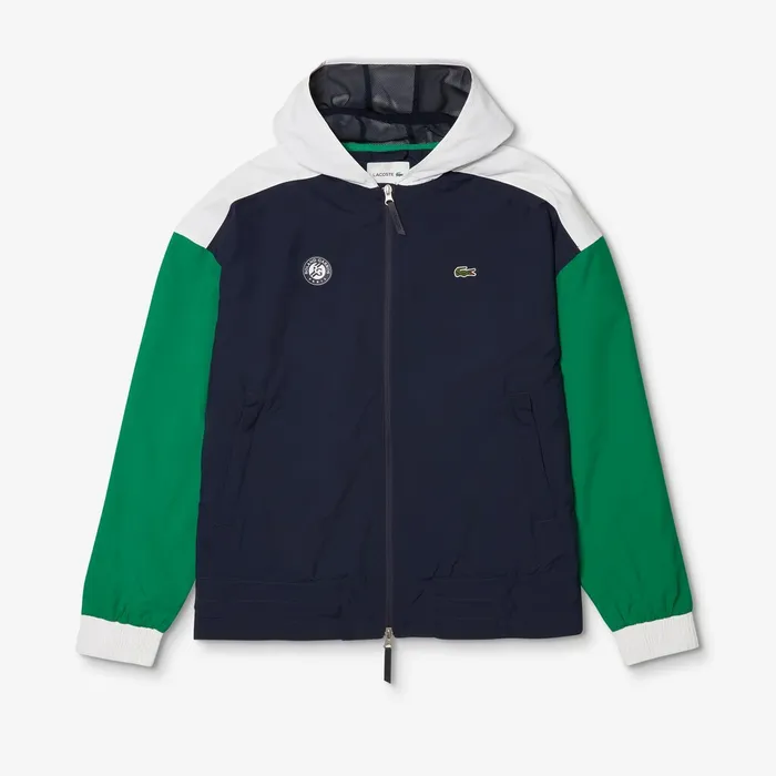 SPORT Roland Garros ZipUp Windbreaker Navy BlueGreenWhite Mens Lacoste Jackets and Coats Online Store
