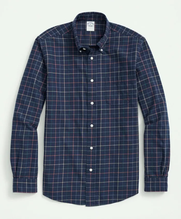 Sport Shirts Men Brooks Brothers Archival Brushed Twill Plaid Shirt Navy