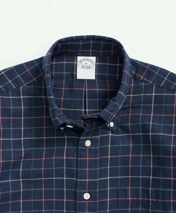 Sport Shirts Men Brooks Brothers Archival Brushed Twill Plaid Shirt Navy