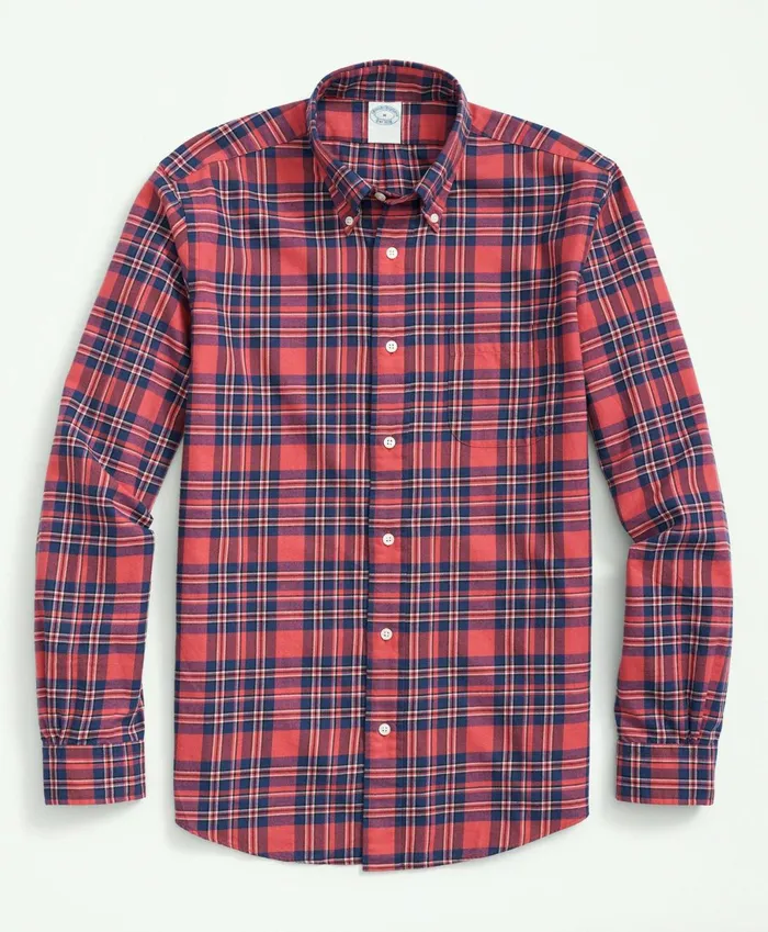 Sport Shirts Men Brooks Brothers Archival Brushed Twill Plaid Shirt Red