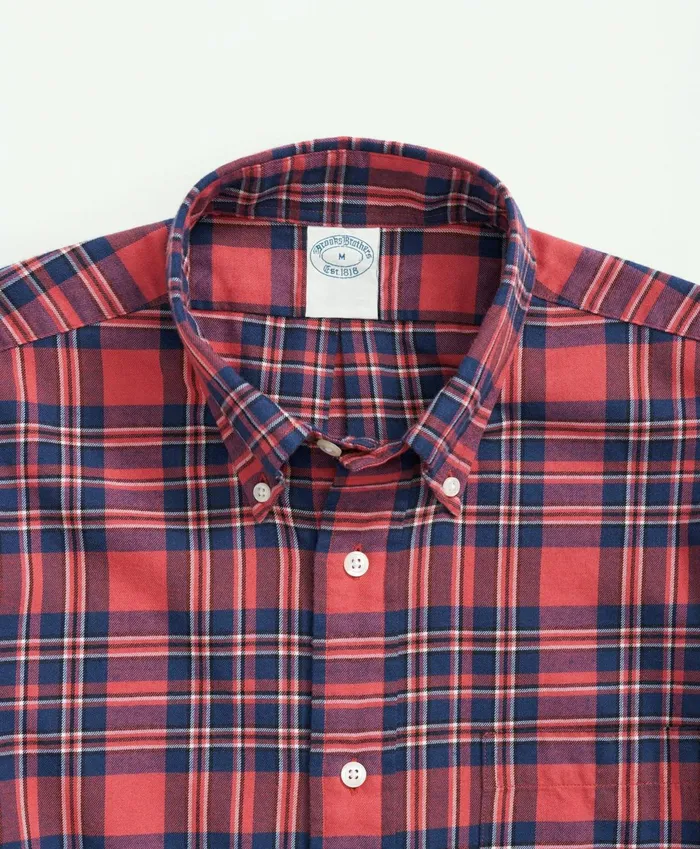 Sport Shirts Men Brooks Brothers Archival Brushed Twill Plaid Shirt Red