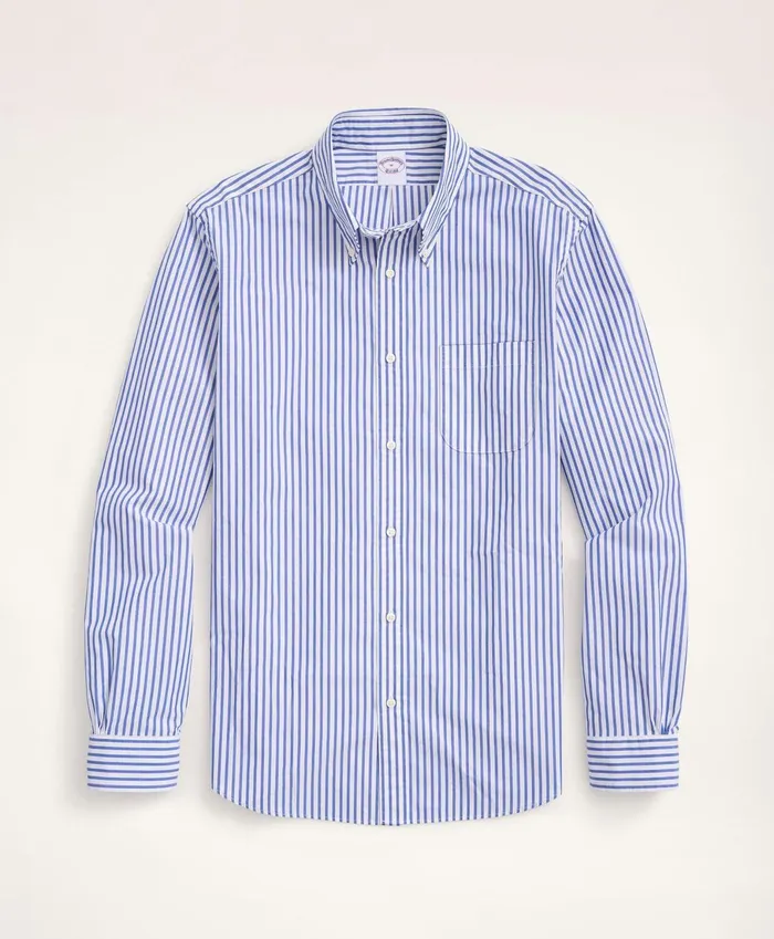 Sport Shirts Men Brooks Brothers Big andamp Tall Friday Shirt Poplin Bengal Stripe Blue