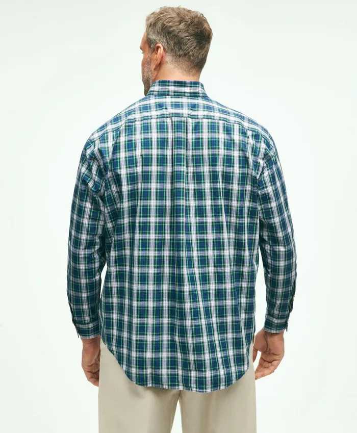 Sport Shirts Men Brooks Brothers Big andamp Tall Friday Shirt Poplin Tartan White Multi