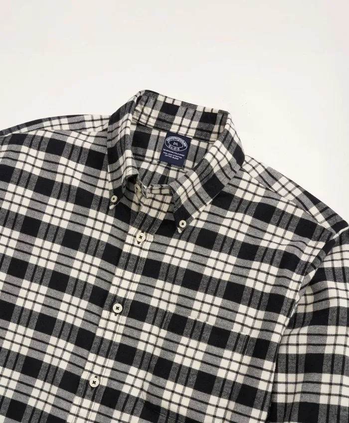 Sport Shirts Men Brooks Brothers Big andamp Tall Portuguese Flannel Shirt Whiteblack