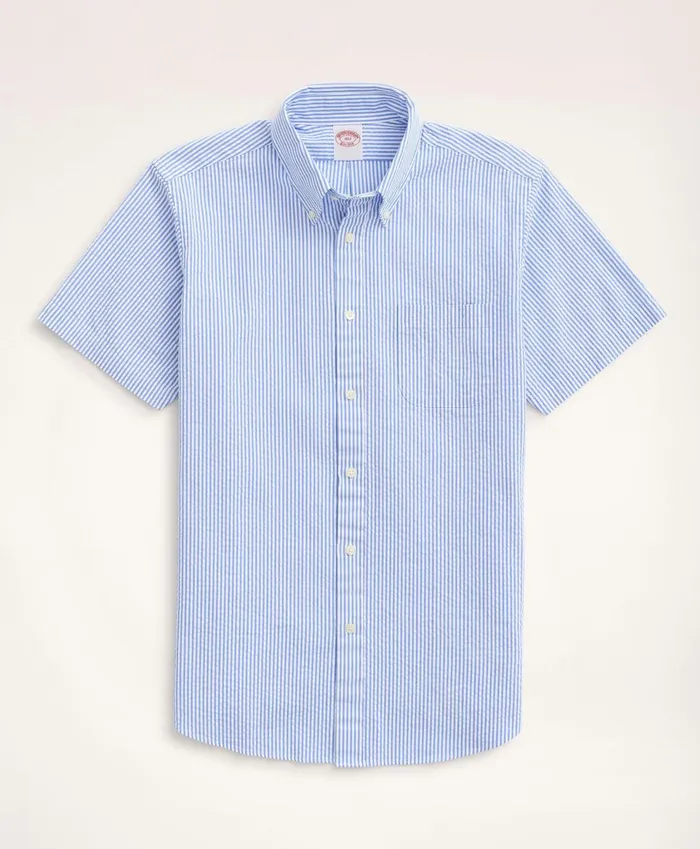 Sport Shirts Men Brooks Brothers Big andamp Tall Sport Shirt ShortSleeve Seersucker Stripe Blue