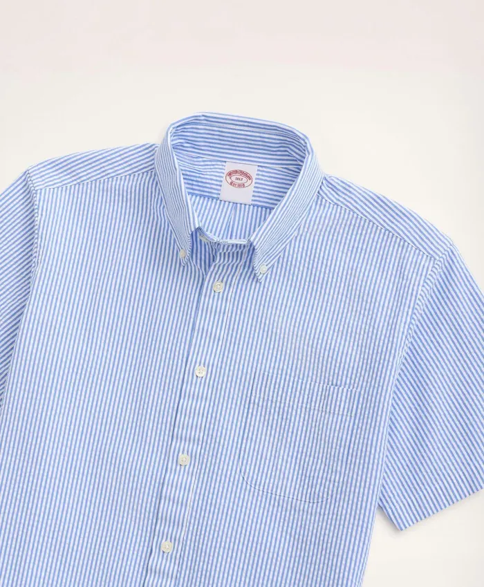 Sport Shirts Men Brooks Brothers Big andamp Tall Sport Shirt ShortSleeve Seersucker Stripe Blue