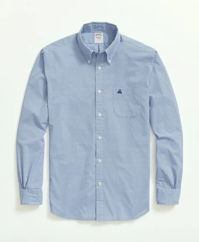 Sport Shirts Men Brooks Brothers Brooks Brothers Stretch Performance Series Check Sport Shirt Blue