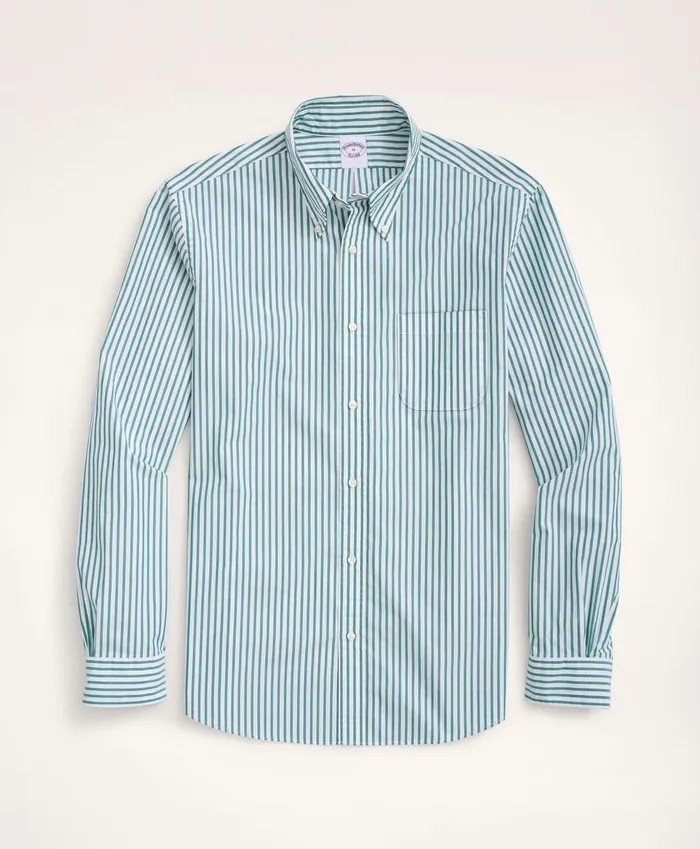 Sport Shirts Men Brooks Brothers Friday Shirt Poplin Bengal Stripe Green