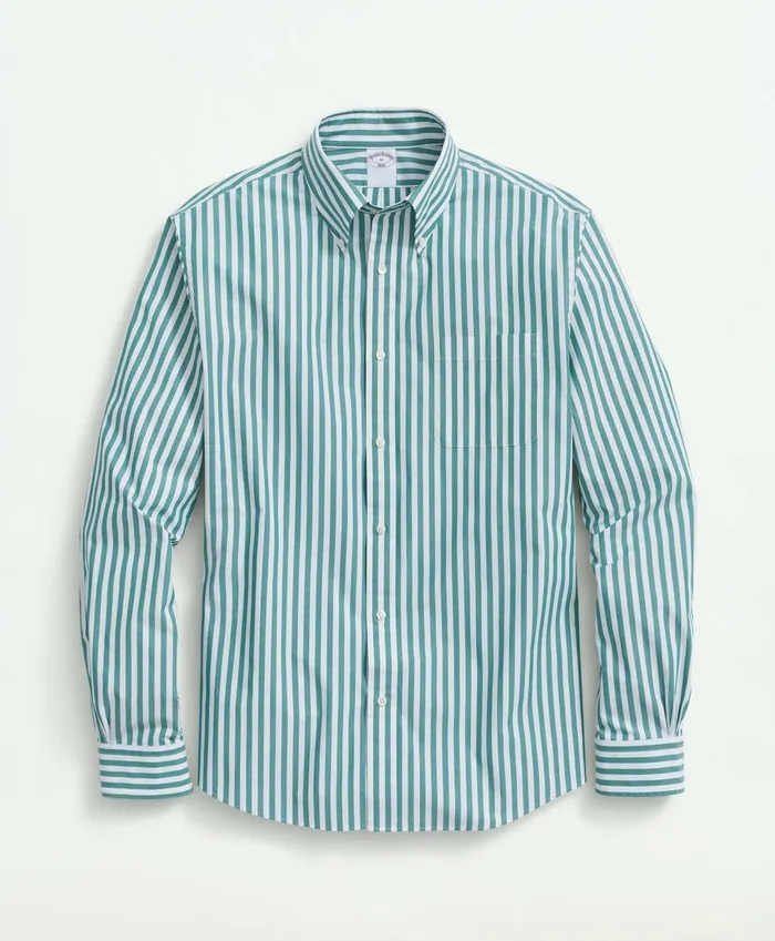 Sport Shirts Men Brooks Brothers Friday Shirt Poplin Butcher Striped Green