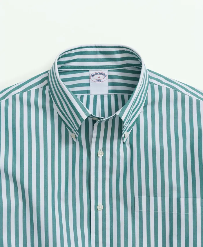 Sport Shirts Men Brooks Brothers Friday Shirt Poplin Butcher Striped Green