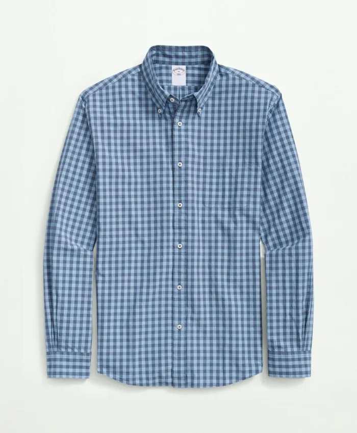 Sport Shirts Men Brooks Brothers Friday Shirt Poplin Checked Blue