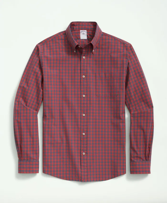Sport Shirts Men Brooks Brothers Friday Shirt Poplin Checked Red
