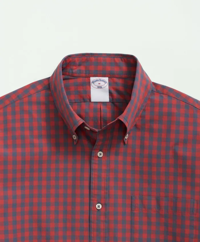 Sport Shirts Men Brooks Brothers Friday Shirt Poplin Checked Red