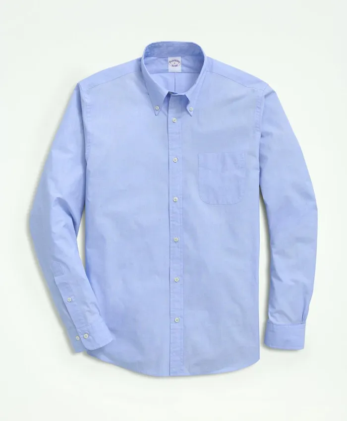 Sport Shirts Men Brooks Brothers Friday Shirt Poplin EndOnEnd Light Blue