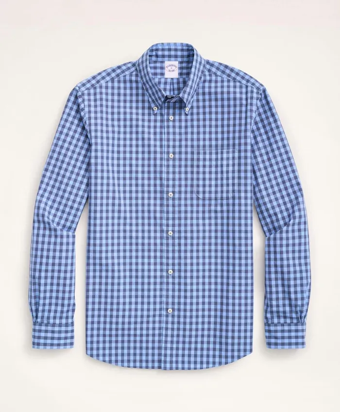 Sport Shirts Men Brooks Brothers Friday Shirt Poplin Gingham Blue