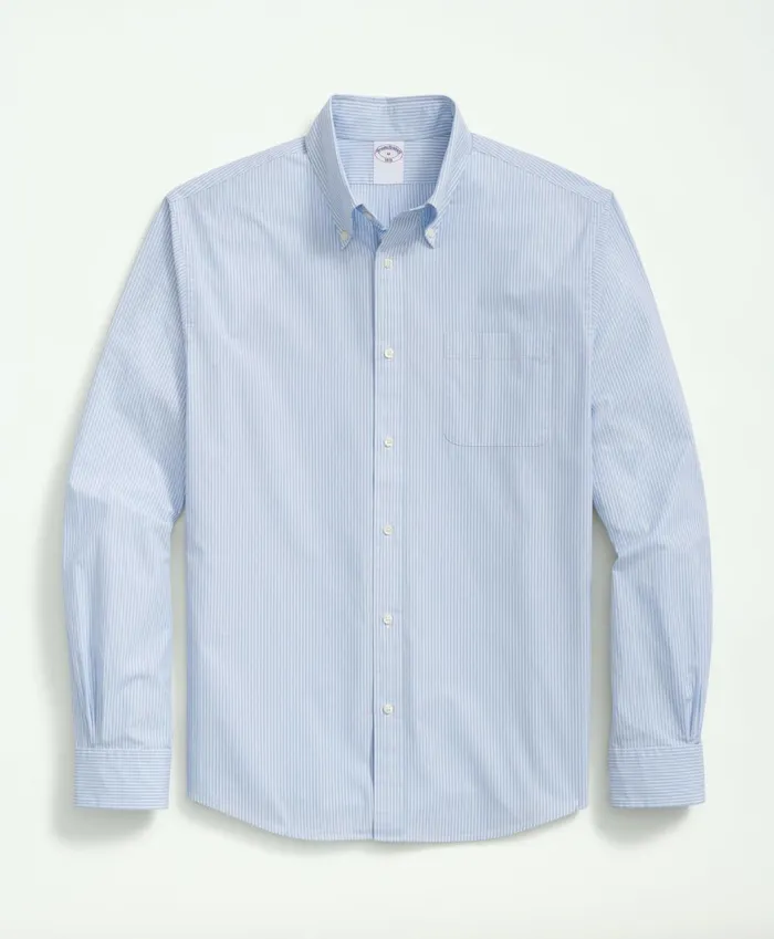 Sport Shirts Men Brooks Brothers Friday Shirt Poplin MiniStriped Light Blue
