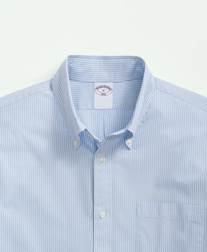 Sport Shirts Men Brooks Brothers Friday Shirt Poplin MiniStriped Light Blue
