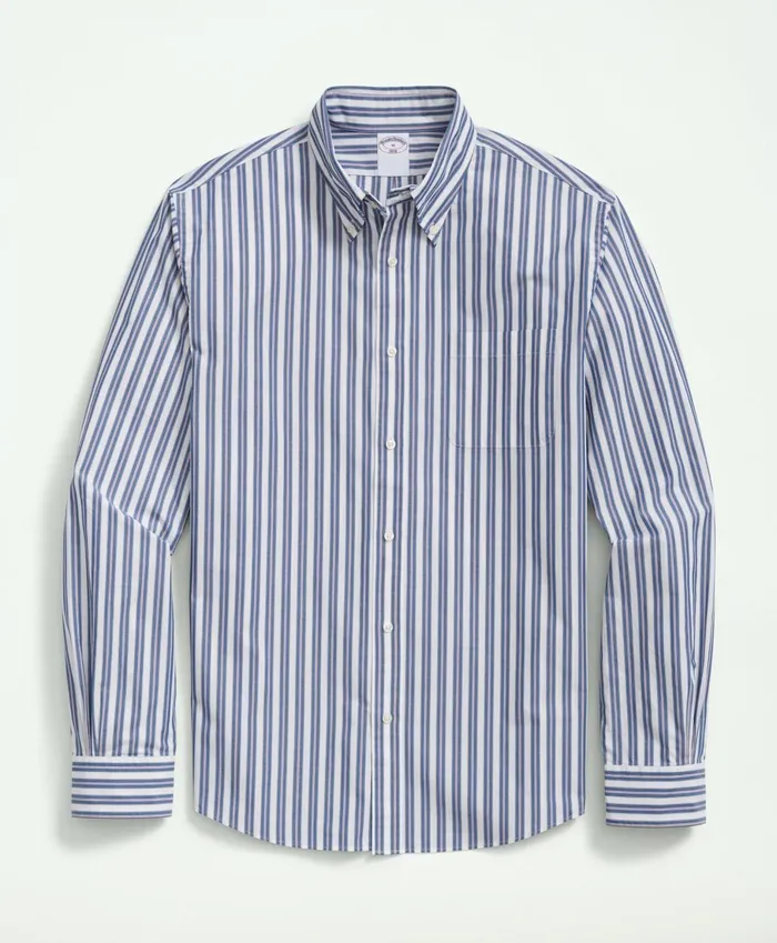 Sport Shirts Men Brooks Brothers Friday Shirt Poplin MultiStriped Navy Multi