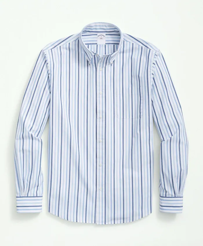 Sport Shirts Men Brooks Brothers Friday Shirt Poplin Striped Blue