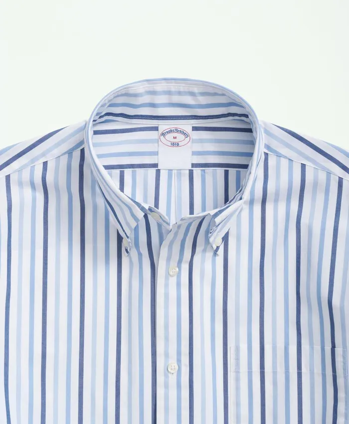 Sport Shirts Men Brooks Brothers Friday Shirt Poplin Striped Blue