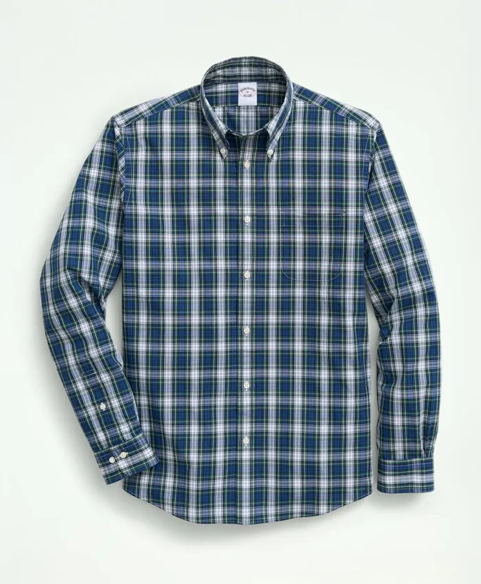 Sport Shirts Men Brooks Brothers Friday Shirt Poplin Tartan Whitemulti
