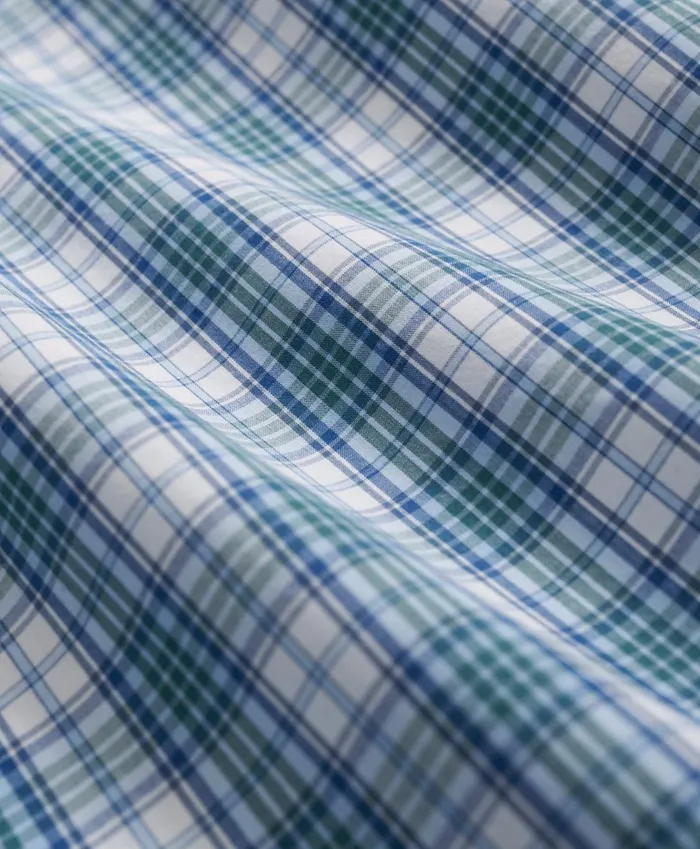 Sport Shirts Men Brooks Brothers Friday Shirt Poplin Tattersall Bluegreen