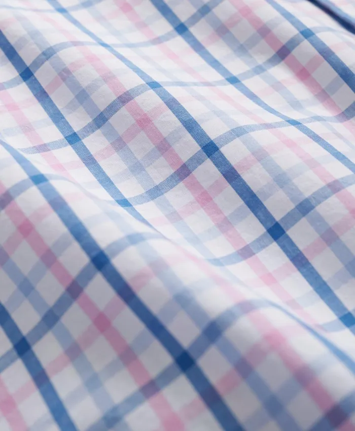 Sport Shirts Men Brooks Brothers Friday Shirt Poplin Tattersall Bluepink