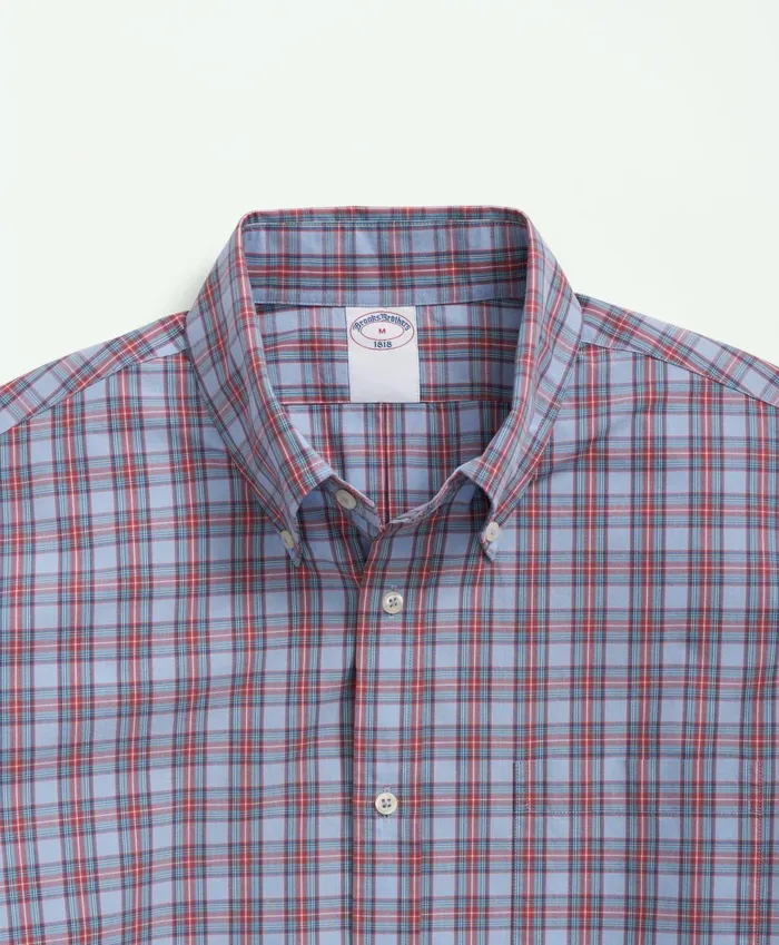 Sport Shirts Men Brooks Brothers Friday Shirt Poplin Tattersall Light Blue