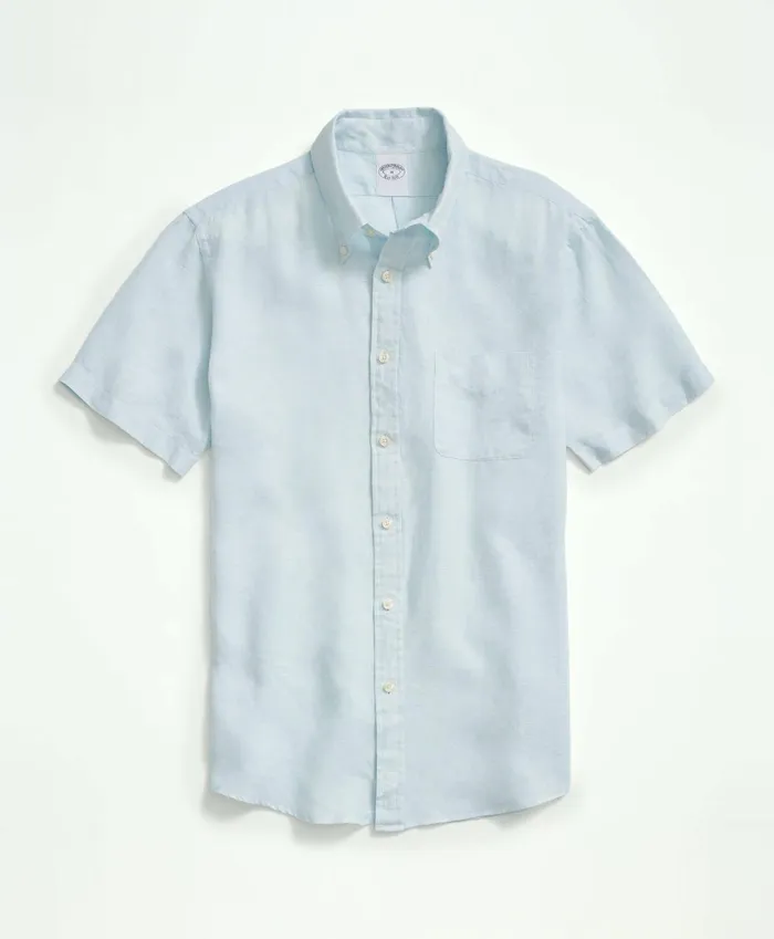 Sport Shirts Men Brooks Brothers Irish Linen ShortSleeve Sport Shirt Aqua