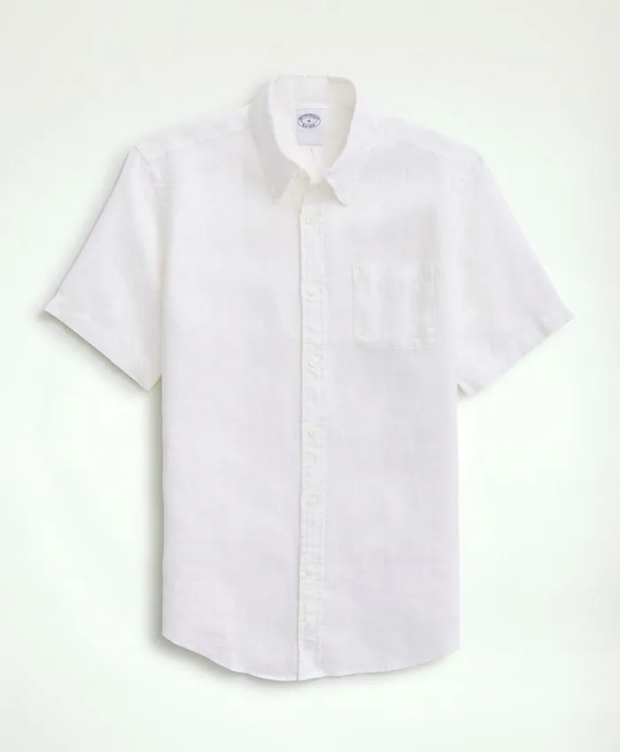 Sport Shirts Men Brooks Brothers Irish Linen ShortSleeve Sport Shirt White