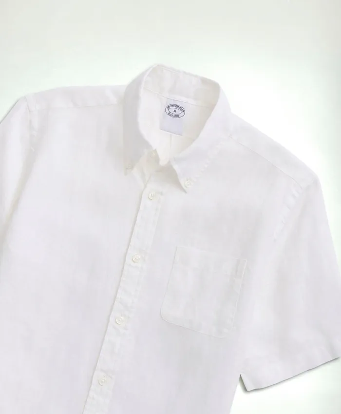Sport Shirts Men Brooks Brothers Irish Linen ShortSleeve Sport Shirt White