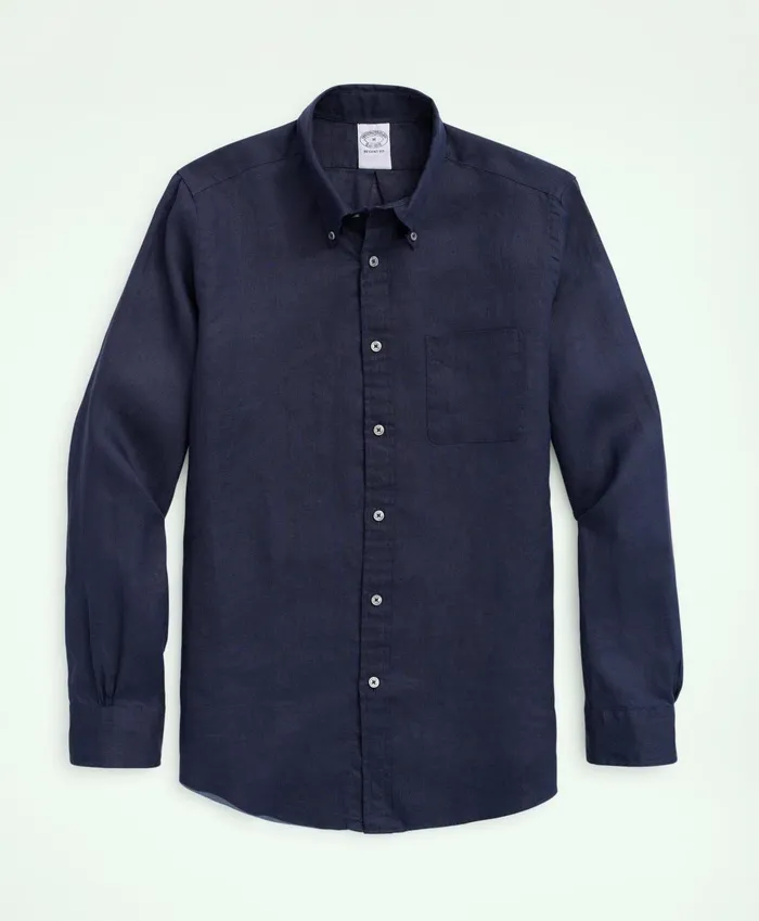 Sport Shirts Men Brooks Brothers Irish Linen Sport Shirt Navy