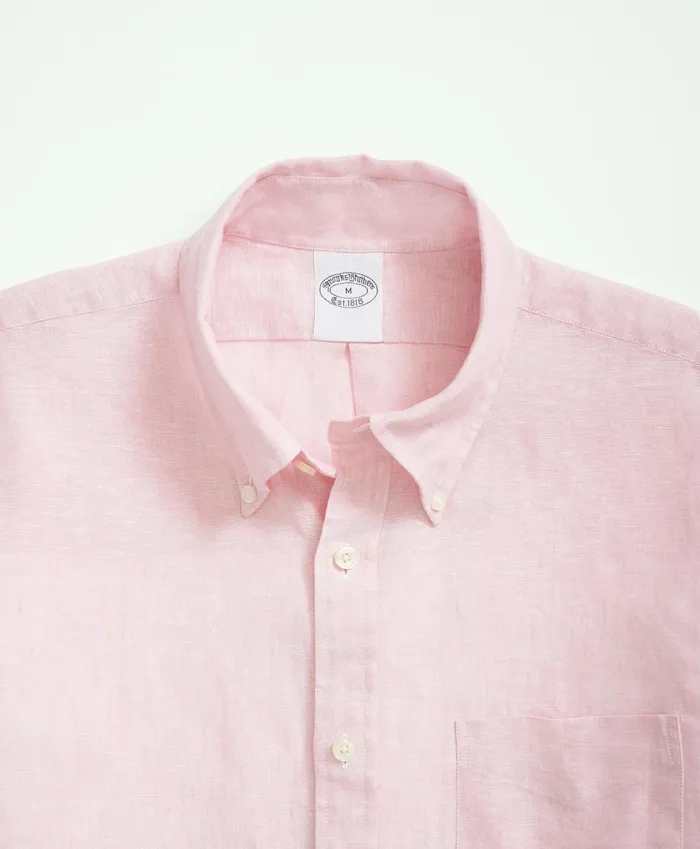 Sport Shirts Men Brooks Brothers Irish Linen Sport Shirt Pink