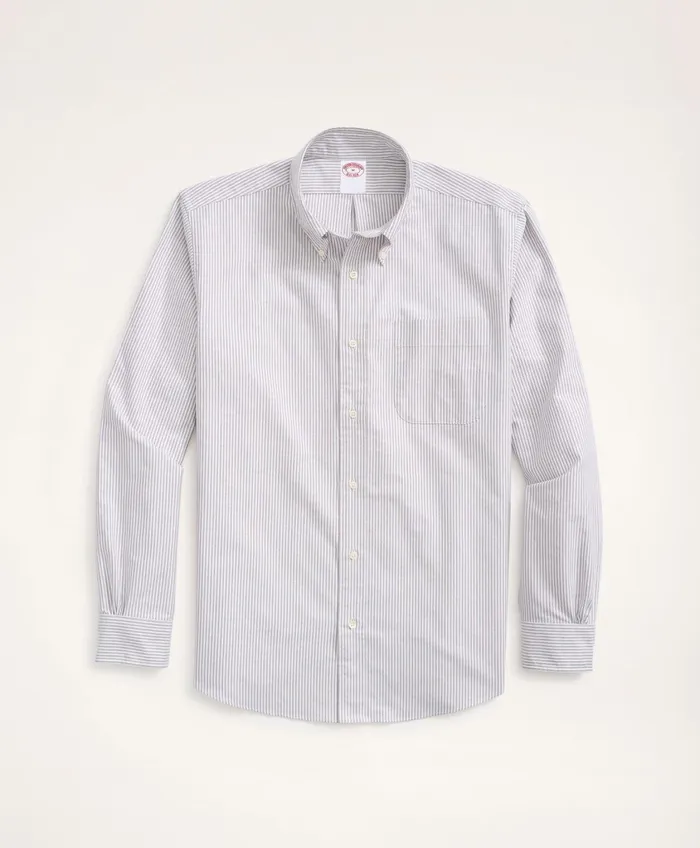 Sport Shirts Men Brooks Brothers Original Polo ButtonDown Striped Oxford Shirt Brown