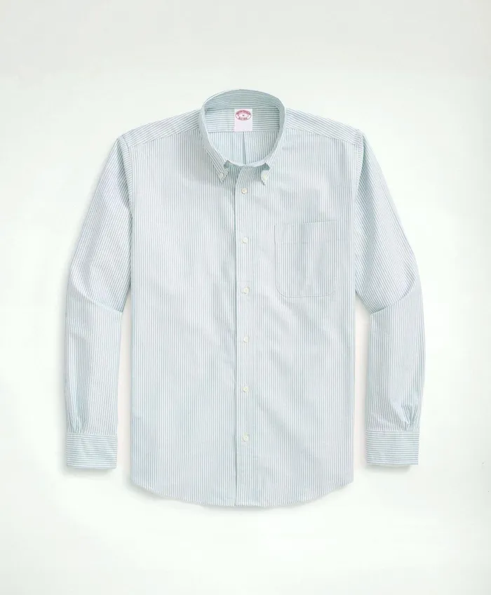 Sport Shirts Men Brooks Brothers Original Polo ButtonDown Striped Oxford Shirt Green