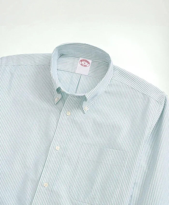 Sport Shirts Men Brooks Brothers Original Polo ButtonDown Striped Oxford Shirt Green
