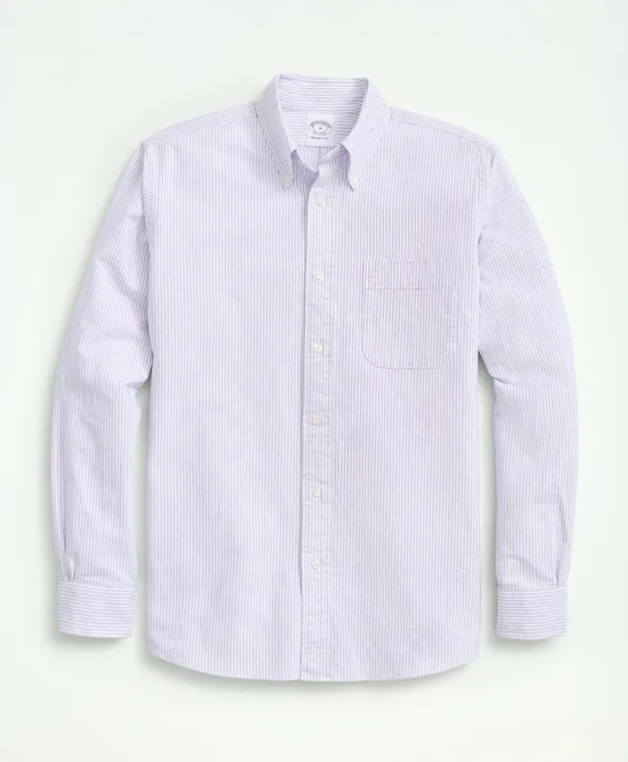 Sport Shirts Men Brooks Brothers Original Polo ButtonDown Striped Oxford Shirt Lavender