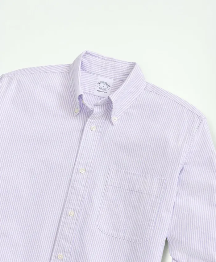 Sport Shirts Men Brooks Brothers Original Polo ButtonDown Striped Oxford Shirt Lavender