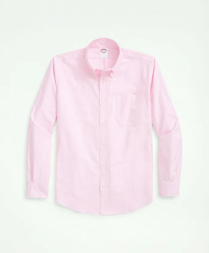 Sport Shirts Men Brooks Brothers Original Polo ButtonDown Striped Oxford Shirt Pink