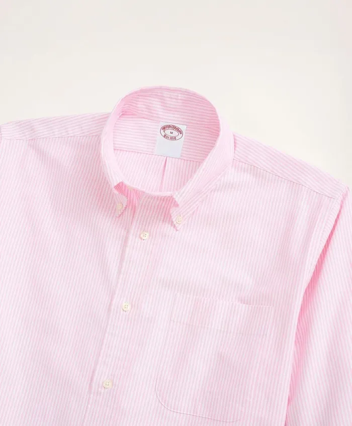 Sport Shirts Men Brooks Brothers Original Polo ButtonDown Striped Oxford Shirt Pink