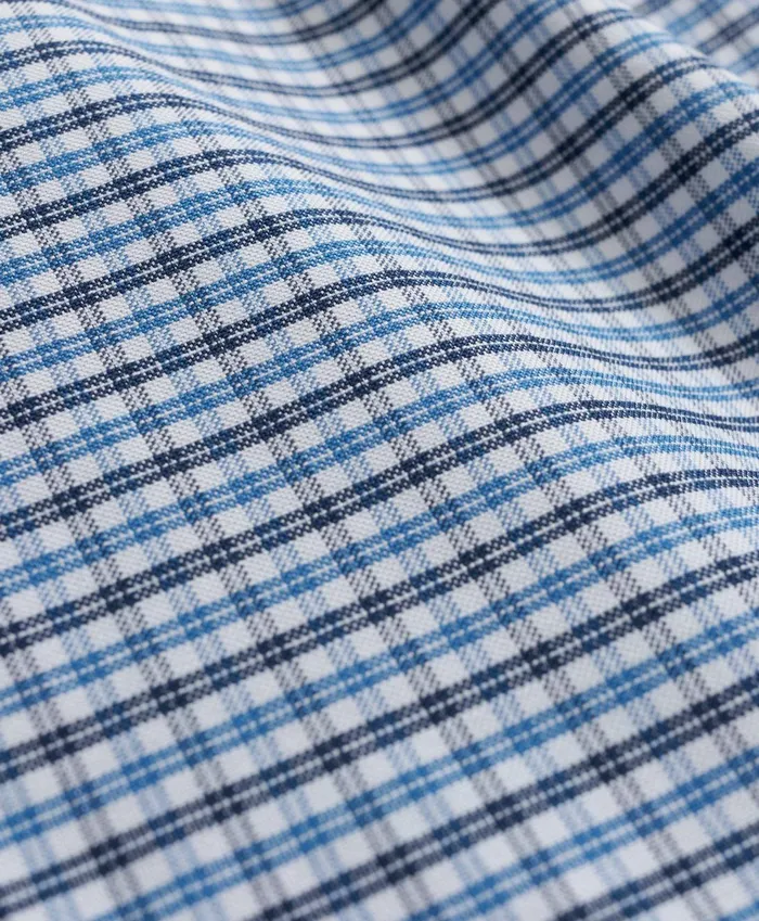 Sport Shirts Men Brooks Brothers Stretch Cotton NonIron Oxford Polo ButtonDown Collar MiniGraph Checked Shirt Bright Blue