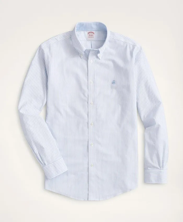Sport Shirts Men Brooks Brothers Stretch Madison RelaxedFit Sport Shirt NonIron Bengal Stripe Oxford Light Blue
