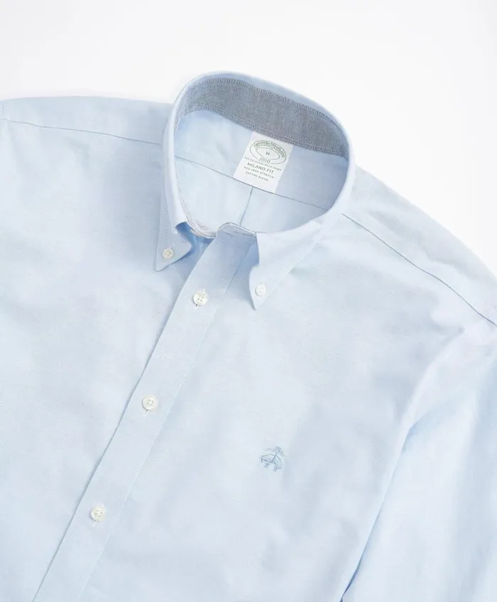 Sport Shirts Men Brooks Brothers Stretch Milano SlimFit Sport Shirt NonIron Oxford Blue