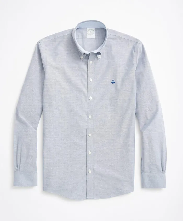 Sport Shirts Men Brooks Brothers Stretch Milano SlimFit Sport Shirt NonIron Oxford Sodalite