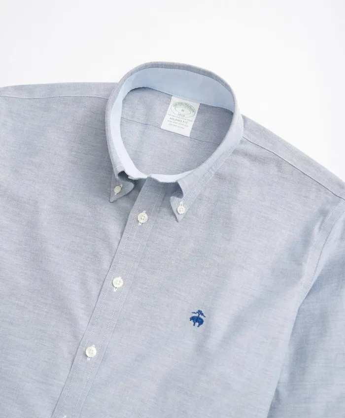 Sport Shirts Men Brooks Brothers Stretch Milano SlimFit Sport Shirt NonIron Oxford Sodalite